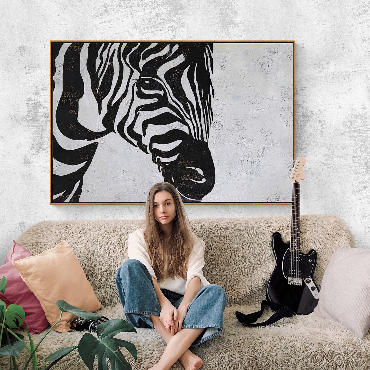 Horizontal Abstract Zebra Painting H252H