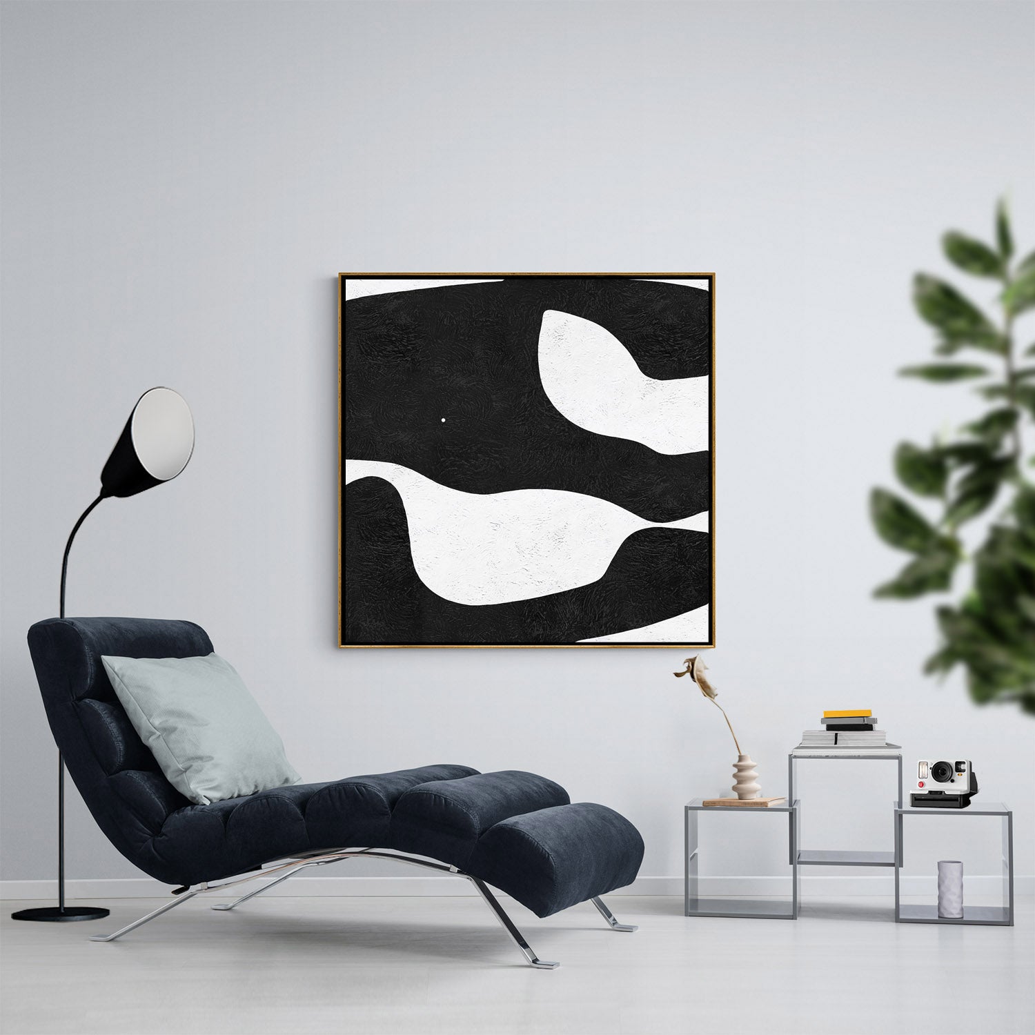 Pintura minimalista en blanco y negro MN24A